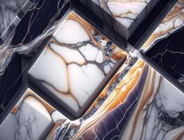 marmor sten textur bakgrund material med element av halvvärd stenar och guld skapas med generativ ai teknologi foto