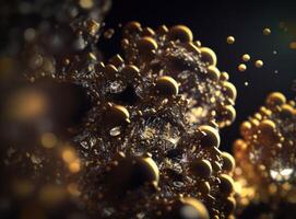 ett ändlös fraktaler tillverkad av svart och guld kristaller naturlig ädelsten generativ ai teknologi foto