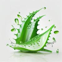 aloe vera gel i vatten stänk bild i vit bakgrund generativ ai foto