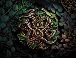 etnisk celtic ornament esoterisk vegetal bakgrund skapas med generativ ai teknologi foto