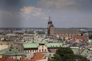 se av de gammal stad av krakow i polen på en lent dag från de katedralen torn foto
