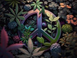 fred symbol tillverkad förbi blommig element skapas med generativ ai teknologi foto