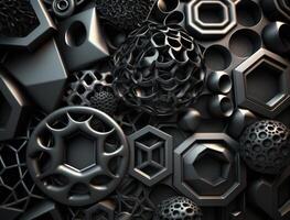 abstrakt svart geometrisk bakgrund olika former platt lägga skapas med generativ ai teknologi foto