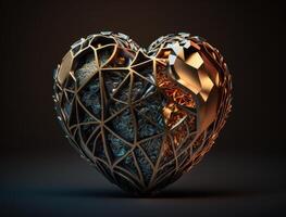 realistisk genomskinlig hjärta formad kristall zirkon, naturlig ädelsten generativ ai teknologi foto