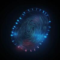 fingeravtryck, säkerhet tillgång med biometri Identifiering. ,säkerhet internet begrepp. ai genererad foto