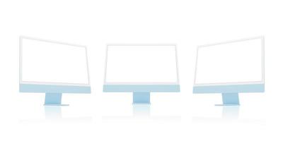 tre dator visas i sida och främre placera. isolerat skärm för app eller webb sida presentation foto
