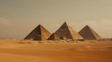 egyptisk pyramider bakgrund illustration ai generativ foto