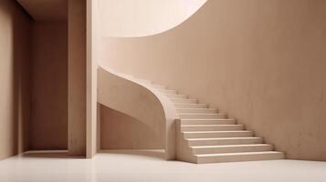 minimalistisk beige stege. illustration ai generativ foto