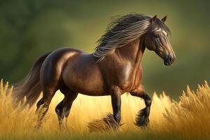 häst i naturlig bakgrund. illustration ai generativ foto