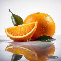 färsk orange frukt på vit bakgrund.generativ ai foto
