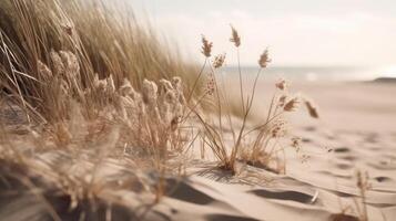 torr gräs och sand bakgrund. illustration ai generativ foto