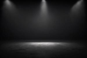 mörk svart tömma rum scen med strålkastare foto
