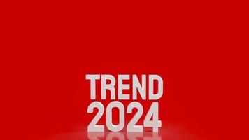 de text trend 2024 på röd bakgrund 3d tolkning foto