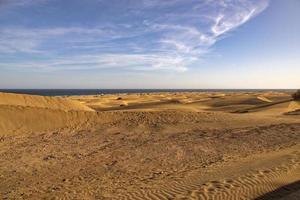 sommar öken- landskap på en värma solig dag från maspalomas sanddyner på de spanska ö av gran canaria foto
