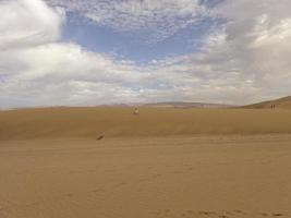 sommar öken- landskap på en värma solig dag från maspalomas sanddyner på de spanska ö av gran canaria foto