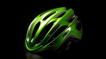 grön cykel hjälm. illustration ai generativ foto