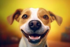 bred hund leende. generera ai foto