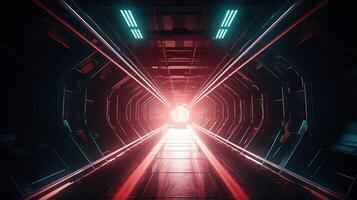 sci fi tunnel av ljus ai genererad foto