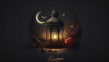 gyllene ramadan bakgrund - 3d tolkning ai genererad foto