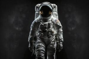 astronaut med svart bakgrund. generativ ai foto