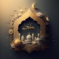 Lycklig eid mubarak lyckönskningar ramadan mubarak i arabicum och urdu eid bilder för muslim ai genererad foto