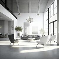 rymlig minimalistisk lägenhet, skapas med generativ ai foto