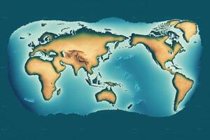 värld Karta med horisont. ai genererad foto