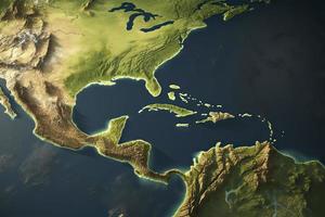 yta av de planet jord tittade från en satellit, fokuserade på söder Amerika, andes cordillera och amazon regnskog foto