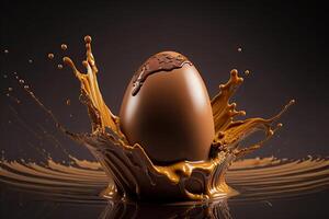 generativ ai illustration av ett exploderande choklad ägg foto