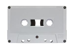 grå kassett tejp isolerat på vit med klippning väg foto