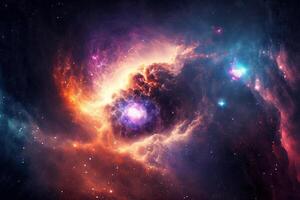 galax och nebulosa. abstrakt Plats bakgrund. ändlös universum med stjärnor och galaxer i yttre Plats. kosmos konst. generativ ai foto