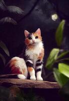 söt mycket liten katt ai generativ bild för mobil tapet foto