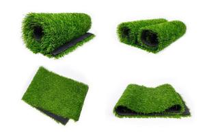 rullar av grönt plastgräs, golvmatta för idrottsplaner