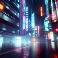 ai genererad tokyo stad natt cyber punk- bakgrund neon foto