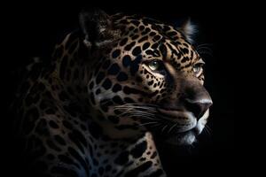 leopard på mörk bakgrund. ai generativ foto