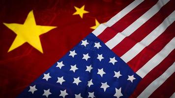 de Kina och USA flagga på pub styrelse bakgrund 3d tolkning foto