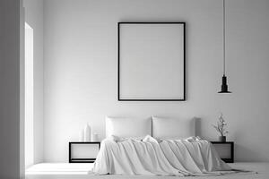 ram attrapp hängande på de vägg i minimalistisk interiör rum. ai genererad foto