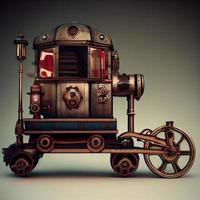 mekanisk tåg full kropp. steampunk stil djur. 3d illustration foto