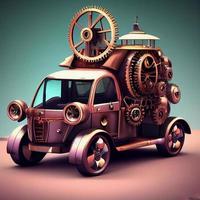 mekanisk sUV bil . steampunk stil djur- foto