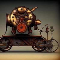mekanisk tåg full kropp. steampunk stil djur. 3d illustration foto