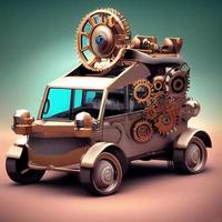 mekanisk sUV bil . steampunk stil djur- foto