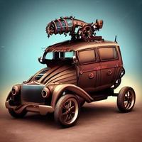 mekanisk sUV bil . steampunk stil djur- foto