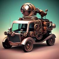 mekanisk sUV bil . steampunk stil djur- foto