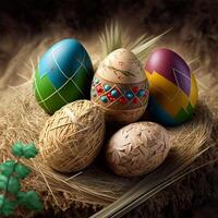 dekorativ färgrik påsk ägg ai generativ bilder för påsk dag foto