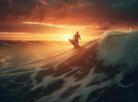surfare i hav. illustration ai generativ foto