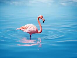 söt sommar bakgrund med rosa flamingo. illustration ai generativ foto