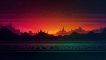 enkel minimalistisk retro Färg trendig bakgrund abstrakt färgrik tapet bakgrund. konstnärlig digital konst 3d tolkning geometrisk linje rand bar element design material. panorama- berg planet. foto