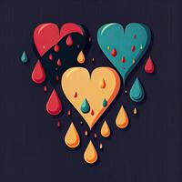 regn av hjärtan sömlös bakgrund. regn hjärtan mönster bakgrund. luft med kärlek regnar. origami hjärta regn släppa. generativ ai. foto