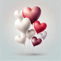 bakgrund med realistisk luft ballonger i de form av hjärta. uppsättning av ballonger för födelsedagar, årsdagar, och firande fest dekorationer. generativ ai foto