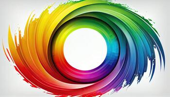 illustration vattenfärg cirkel ram i regnbåge färger., bakgrund för kort, inbjudan och annan.holi bakgrund.bakgrund av levande regnbåge färgad. generativ ai foto